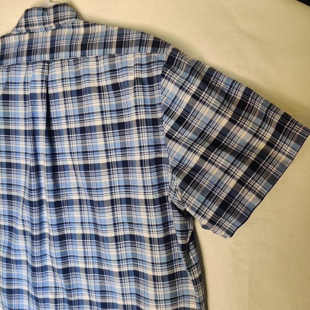 Ralph Lauren Men's 100% Cotton Blue Plaid Short Sleeve Button Down Shirt Size XL - Picture 9 of 14